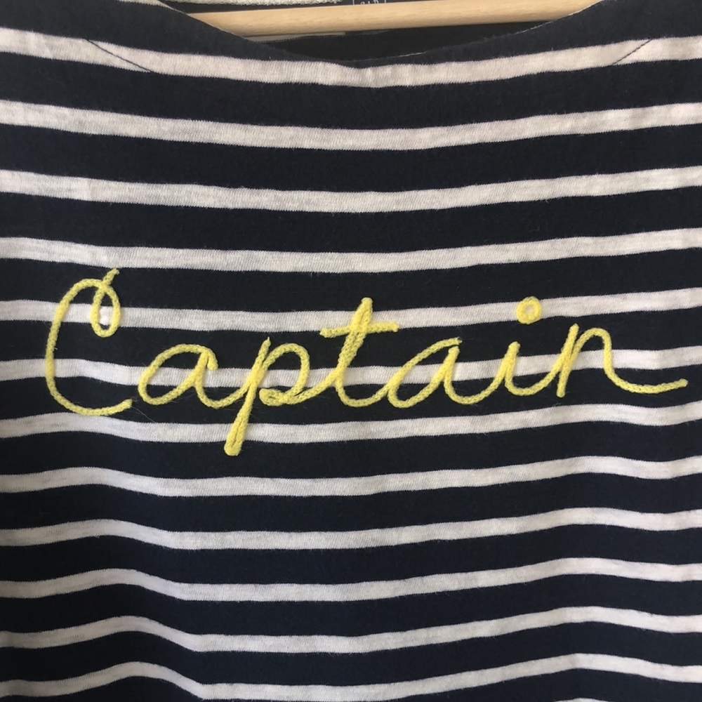 GAP XL Navy and White Striped Shirt w/Captain embroidery - Picture 2 of 5